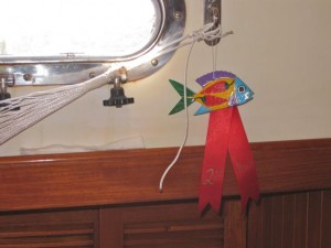 Second place Fish with Ribbon, now hanging in the main cabin with last year's